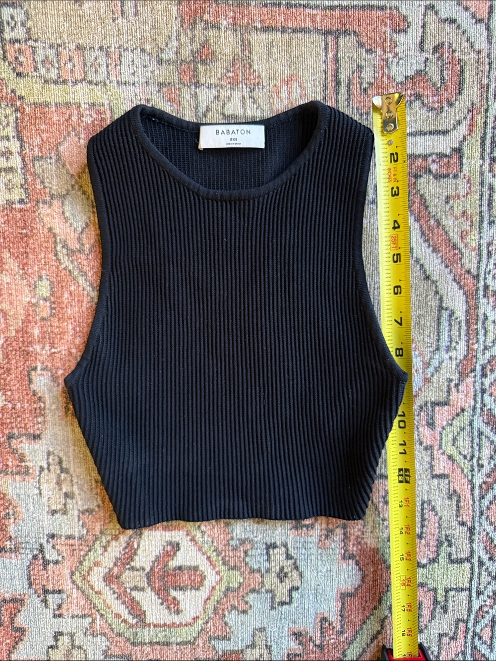 Babaton Black Ribbed Crop Tank
